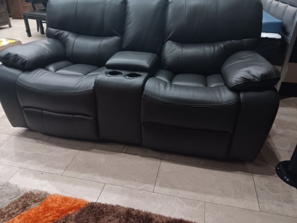 *Living Room Special!!!*---Charming Madrid Gray Leather Reclining Loveseats---Now $599!!!---Delivery And Financing😎