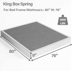 Box Spring King，9 Inch Metal, Heavy duty with fabric cover