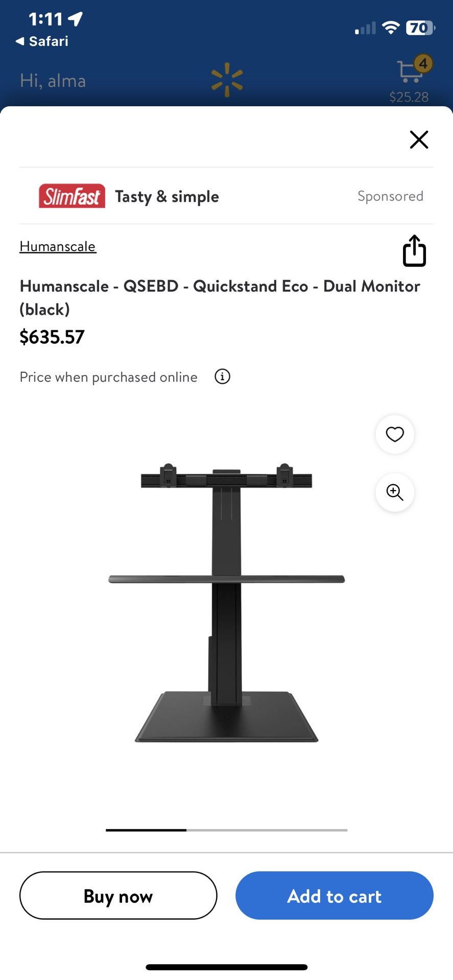 Quick stand Eco Dual Monitor Desk Stand