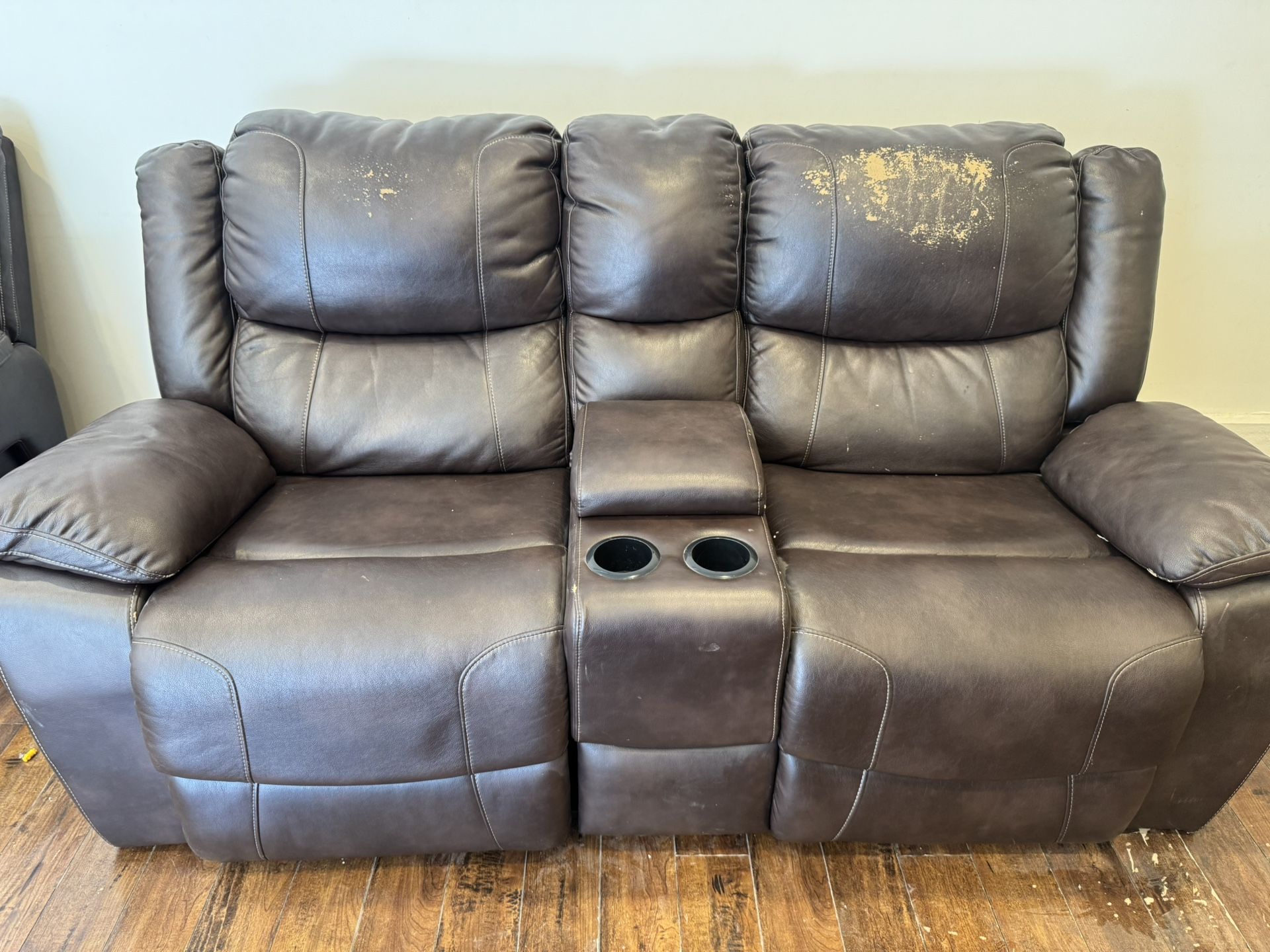 Brown Faux Leather Love Seat Recliner