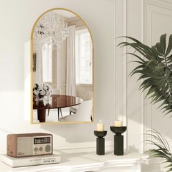 Bathroom Medicine Cabinet with Mirror,Gold Arched Medicine Cabinet Mirror 20x32 Inch