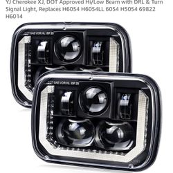 2PCS 5x7 7x6 LED Headlights Compatible with Jeep Wrangler YJ Cherokee XJ, DOT Approved Hi/Low Beam with DRL & Turn Signal Light, Replaces H6054 H6054L