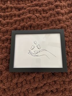 Framed Butterfly Line Art Print 6x8