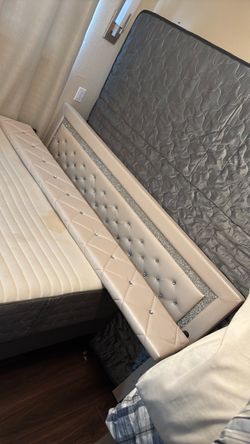 King Size Cream Tufted Upholstered Bed Frame