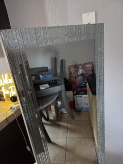 Glitter Edged Jewelry Full Body Mirror Cabinet