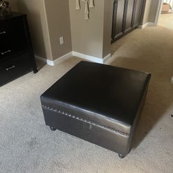 Brown Ottoman, Simulated Leather