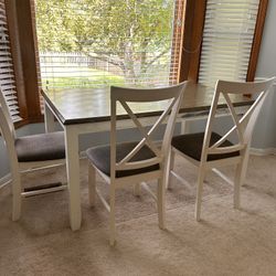 Rectangular Wooden Dining Table With 3 Chairs