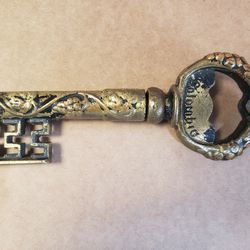 Vintage Brass Skeleton Key Cork Screw 