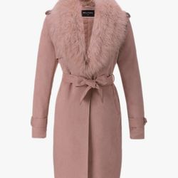 Women’s Pink Suede Trench Coat