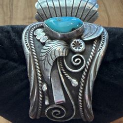 Navajo Sterling Watch Cuff Bracelet 