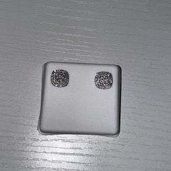 1/5 CT Real Diamond Cushion Stud Earrings Sterling Silver Designer Men’s Women’s