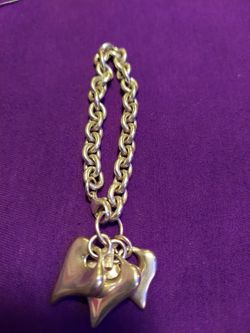 Silver RLM Studio Puffed Heart Charm Bracelet