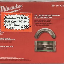 Milwaukee #8 - 600 MCM Copper U Style Die Kit Brand New