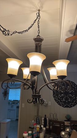 5-Light Bronze Scroll Chandelier