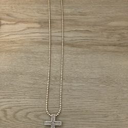 14k Gold  Chain 18k Gold Cross Pendent 