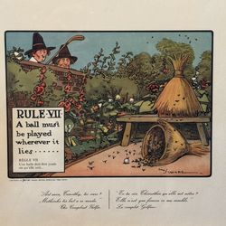 1960s Perrier Water Chas Crombie Rules of Golf Rule XVII Lithograph 15”x12” VTG