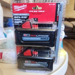 Milwaukee 18v Batteries 6 Amp Brand New Sealed
