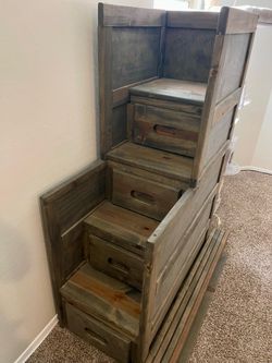 BUNK BED REAL WOOD STAIR CASE WITH BUILT IN DRAWERS 50.00