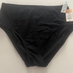 Ribbed High Waisted Bikini Bottom -Xhilaration -Black -Size Large. NWT