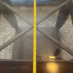 Solid Wooden Coffee Table (or Large Side Table) w tempered Glass Top - See Photo Dimensions