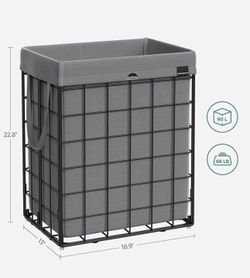 SONGMICS 23.8 Gal (90L) Laundry Hamper Basket Collapsible Clothes Hamper - Gray