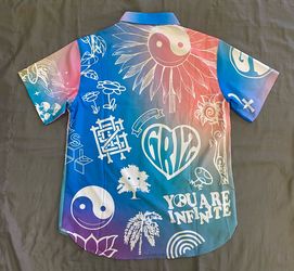 GRiZ Button-Up Shirt Men’s Medium You Are Infinite Pastel Blue Pink EDM Festival Merch