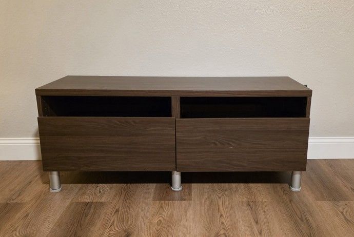 Ikea TV Console with 2 Drawers (Dark Wood Appearance)