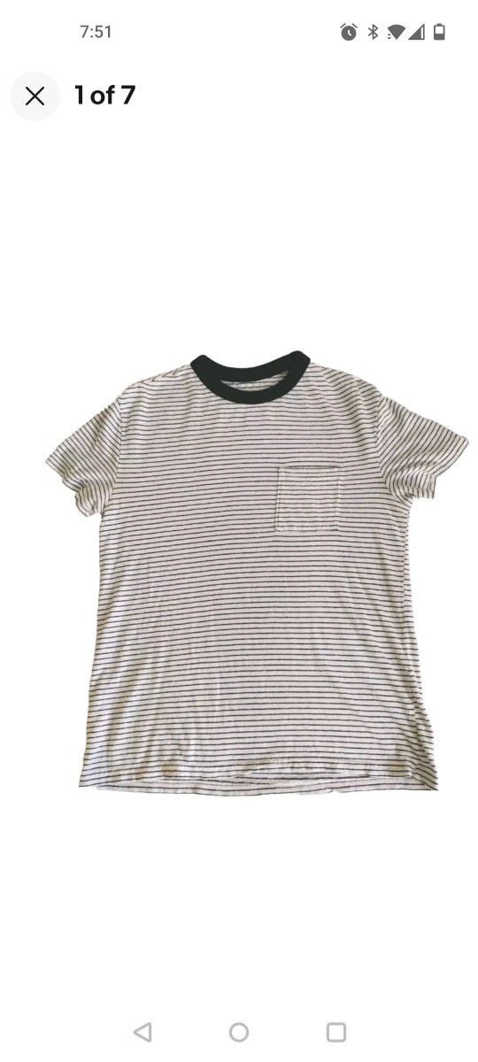 Goodfellow Striped T-Shirt Black and White - Hemp/Cotton Blend