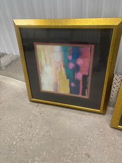 Abstract color paintings by Anne Echols. Framed in a gold frame 25 “x 25” sells for $450 each .. asking $400 for both