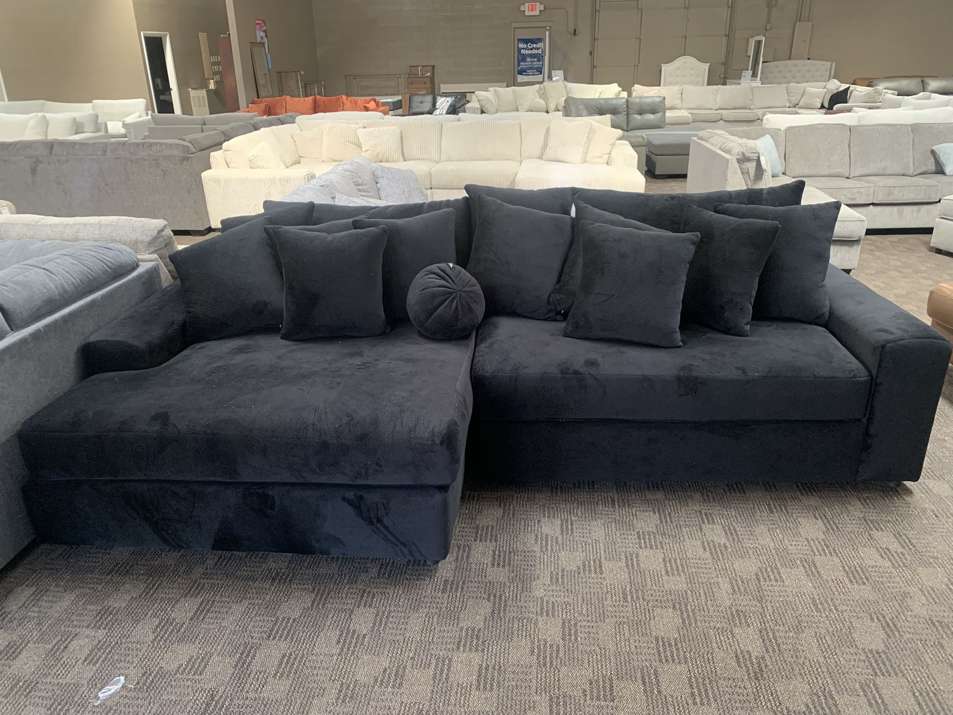 Deep Oversized Black Sectional Couch
