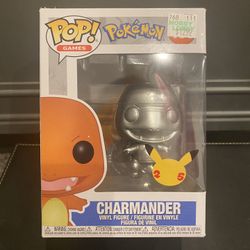 Funko POP! Pokemon Vinyl Figure Charmander Silver Metallic 25th Anniversary #455