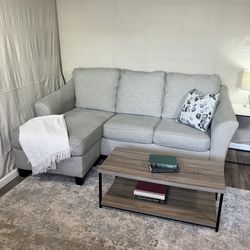 Like-New Light Gray Reversible Chaise Sectional - FREE Delivery 