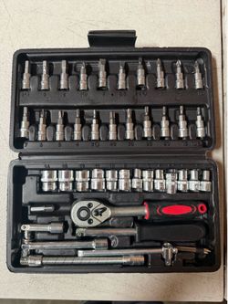 46pcs set Drive Socket Set Ratchet Wrench Car Tool Kit, Hand Tools Case