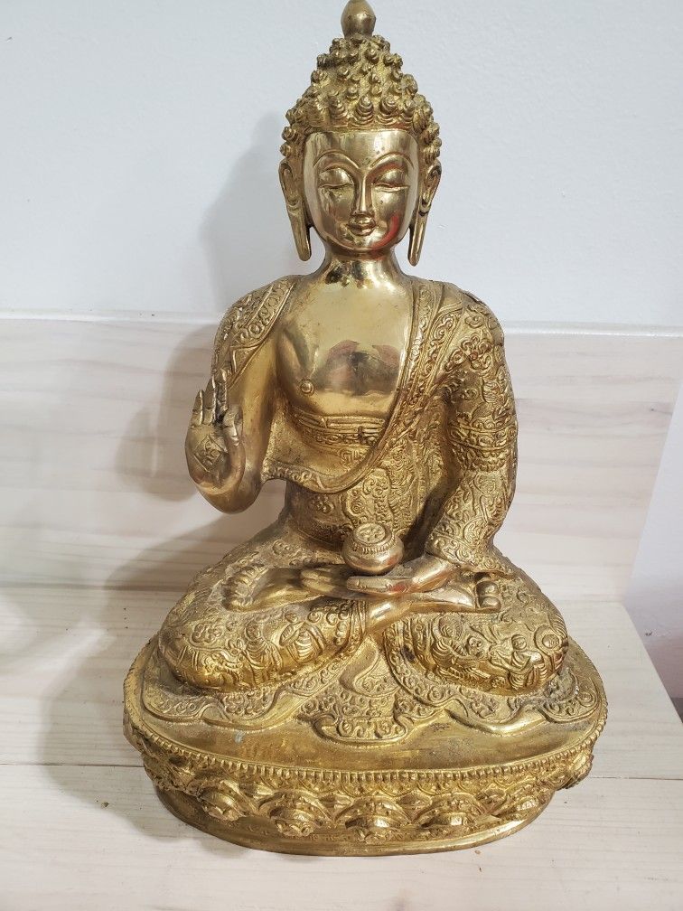 Buddha Brass Idol  (12 Inch)