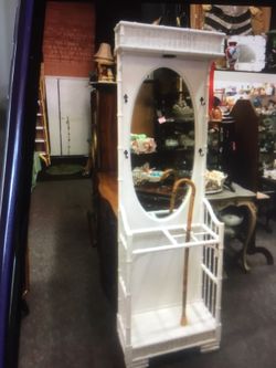 White beach shabby chic hall tree entrance mirror