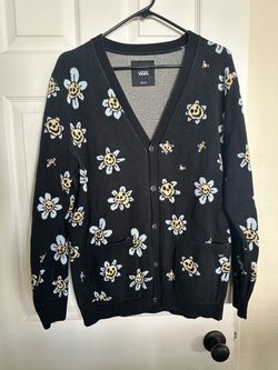 Vans Black Floral Smile V-Neck Cardigan
