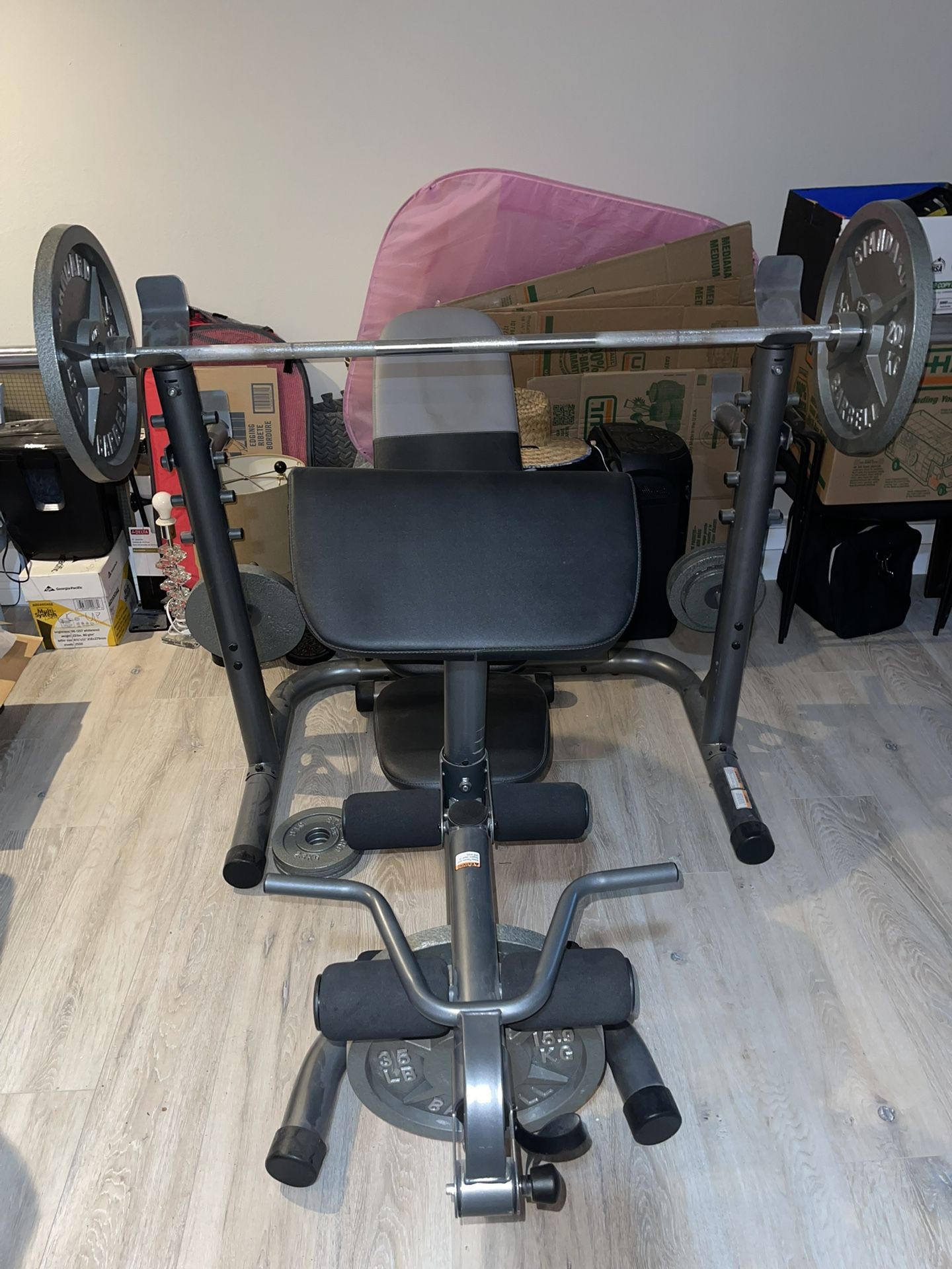 Home gym weight set + weight bench
