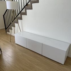IKEA BESTÅ TV Unit Media Console White with Glass Top