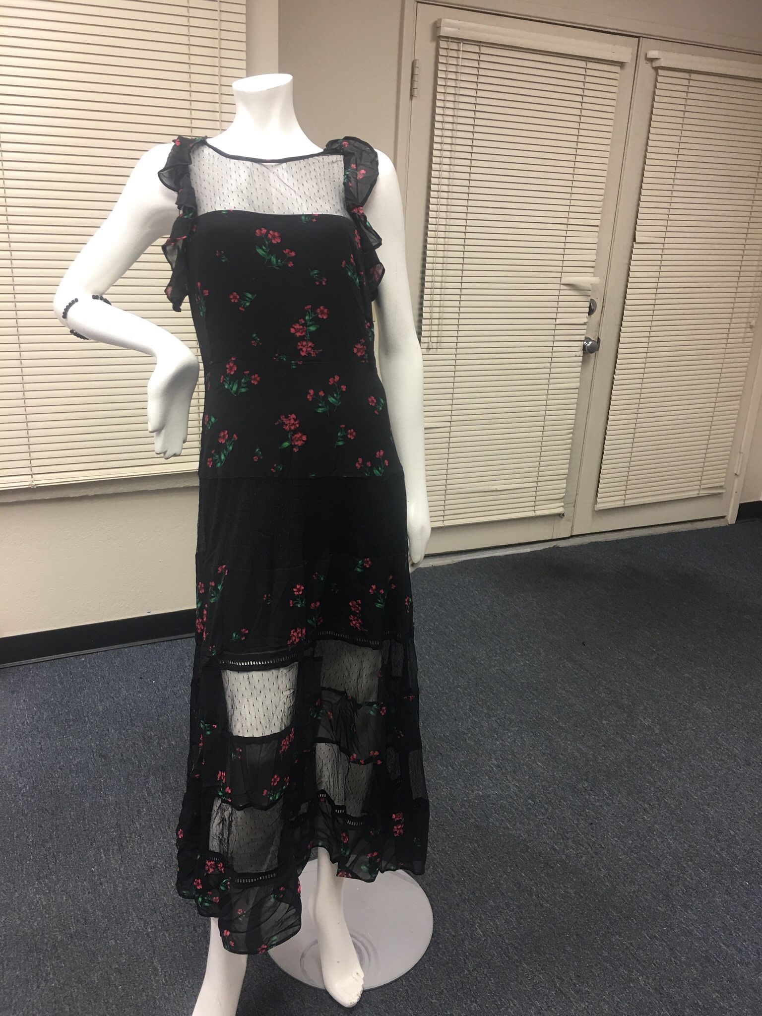 Express Flowery Lace Black Dress - Size 8