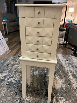 White Standing Jewelry Armoire