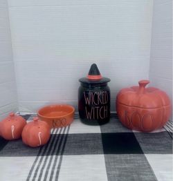 Halloween pumpkin and witch orange/ black bundle of decor