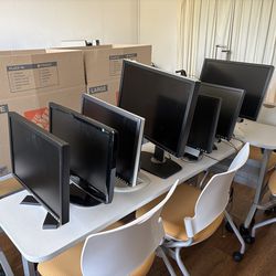 Computer monitors, keyboards, wires