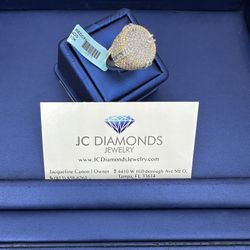 Ring Oval 10k Gold 2 Tone White And Yellow Diamonds Real 