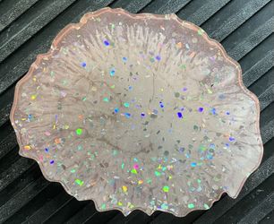 5”-wide, 4”-tall Pink-colored Geode