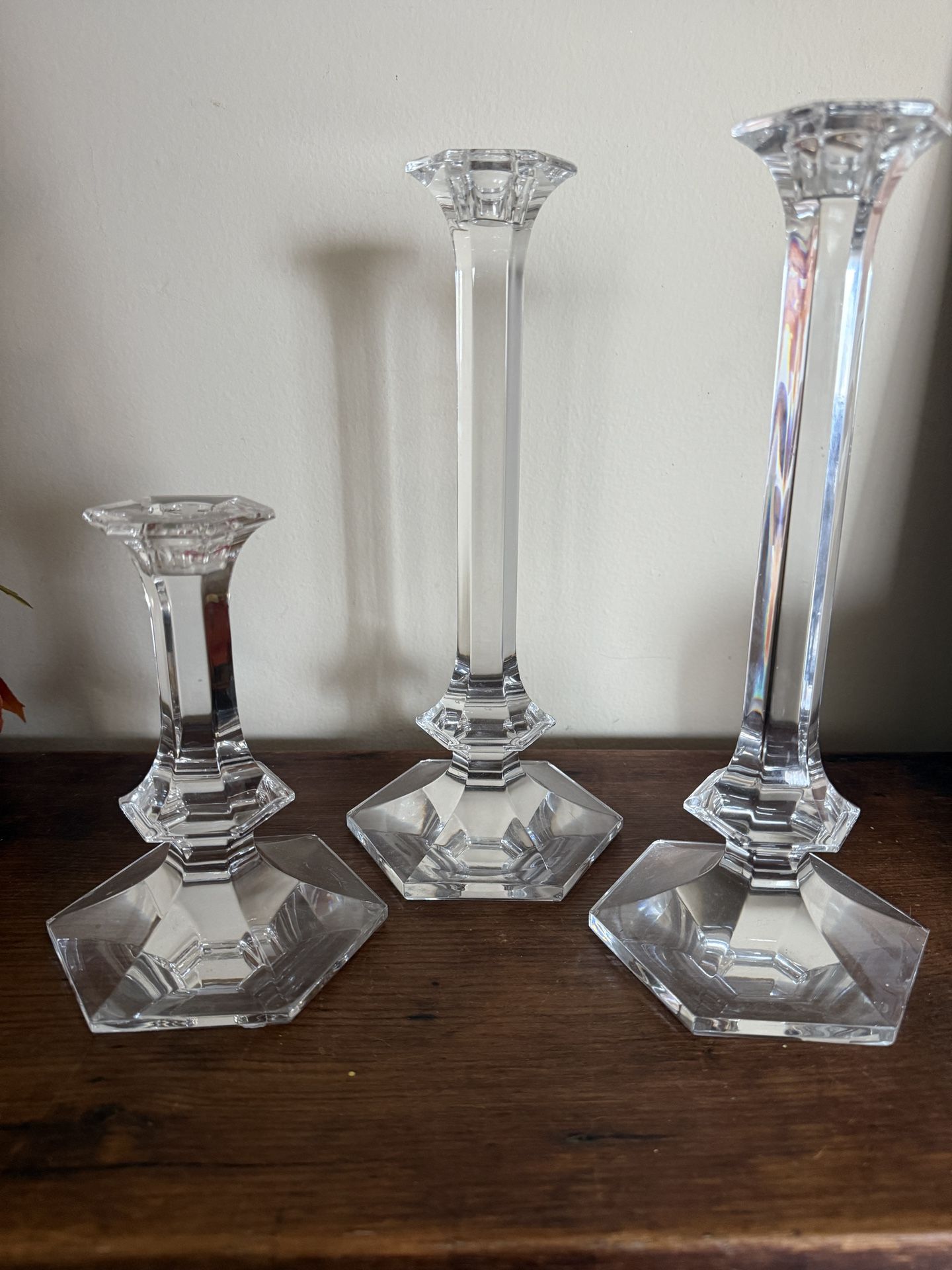Set of 3 Glass Candlesticks