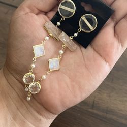 Real Gemstones Earrings In Gold Plated 