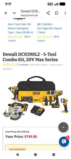 Dewalt DCK590L2 - 5-Tool Combo Kit, 20V Max Series
