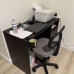 Black desk with chair