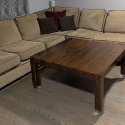 Tan Couch With Brown Outlining Great Condition Clean We Sell All The Time Delivery $40