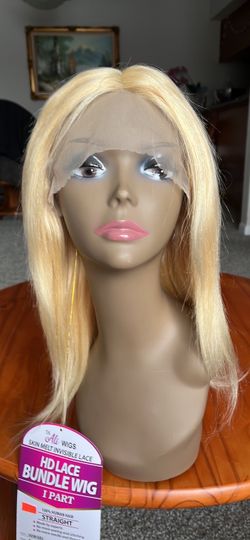 100%Human hair wig Ali Wigs HD Lace Bundle Wig Blonde Straight